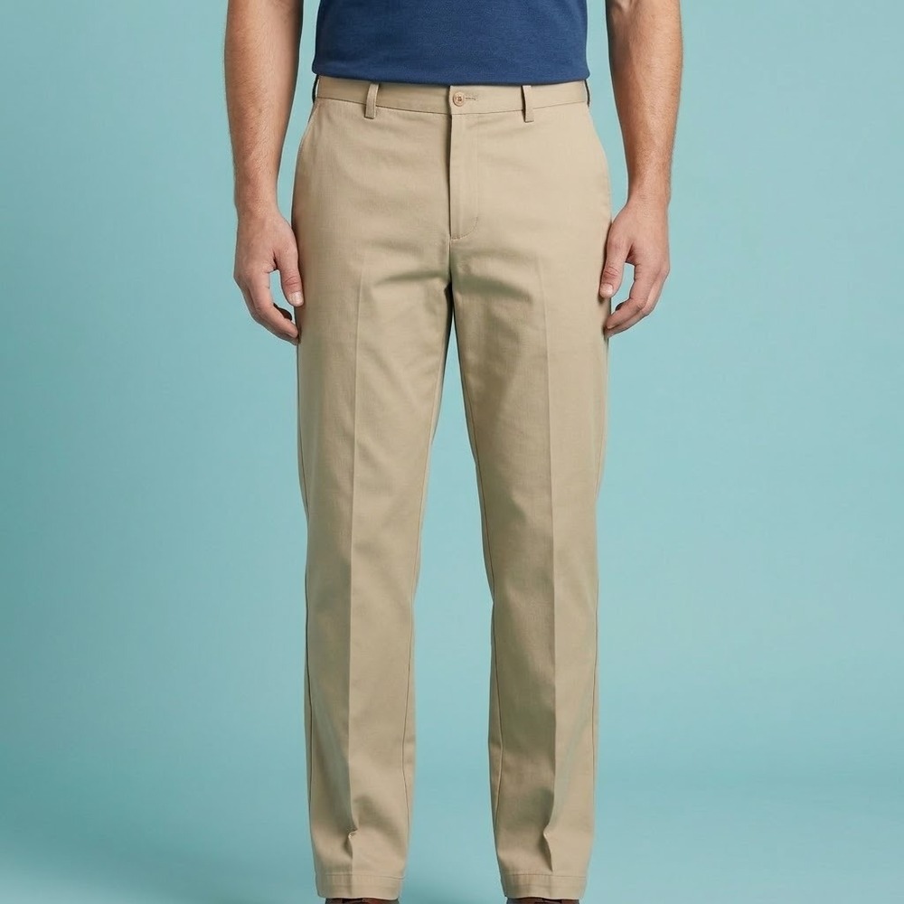 Haggar Straight Fit Chino Pants Mens 38x30 Beige Khaki Work EUC